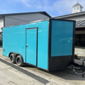 2026 Quality Cargo Cargo / Enclosed Trailer 8.5×16 7000 GVW * TRUE BLUE BLACKOUT * REAR WING * 7′ HEIGHT *QC85x16TA-3500-UTV